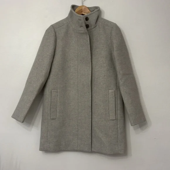 NWT J. Crew Petite Wool Blend button-neck city coat light gray BU264 - Picture 8 of 9